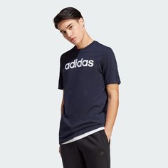 Футболка adidas Essentials Single Jersey Linear Embroidered Logo T-Shirt, размер XL INT, синий