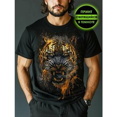 Футболка Romax Tex Тигр, размер 46, черный