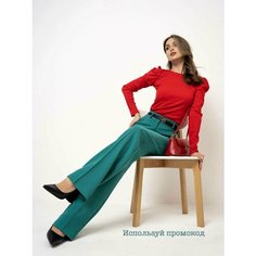 Брюки палаццо LUXE & CHIC изумрудные Luxe Chic, размер 52, зеленый