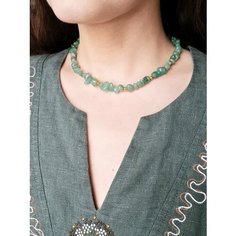 Чокер ENJOY Украшения из камней, нефрит, длина 45 см, зеленый/золотой