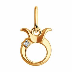 Подвеска Diamant, красное золото, 585 проба, фианит, размер 1.4 см., бесцветный