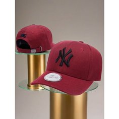 Бейсболка мужская NY для мужчин и женщин, размер 55/60, бордовый/черный Без бренда