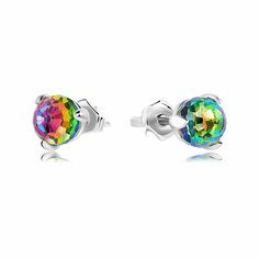 Серьги пусеты VALTERA, серебро, 925 проба, кристаллы Swarovski, , серебристый