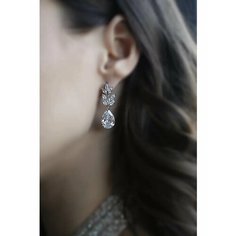 Серьги Romantic Wedding, фианит, серебристый