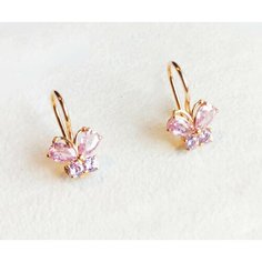 Серьги VALTERA, серебро, 925 проба, золочение, фианит, , розовый