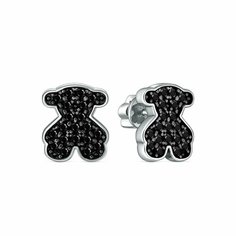 Серьги пусеты VALTERA, серебро, 925 проба, родирование, шпинель, , черный