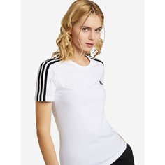 Футболка спортивная adidas Essentials Slim 3-Stripes Tee, размер M INT, white/black