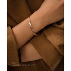 Браслет-цепочка Krastsvetmet, красное золото, 585 проба, длина 18 см.