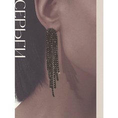 Серьги каффы SOROKA, искусственный камень, черный