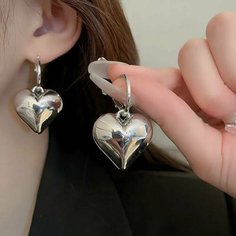 Серьги пусеты, размер 30 мм, серебристый Fashion