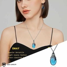 Колье Emay, эпоксидная смола, искусственный камень, серебряный, синий