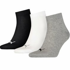 Носки PUMA, комплект, 3 пары, размер 39-42, белый/серый/черный