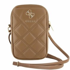 Сумка кросс-боди GUESS, фактура стеганая, коричневый
