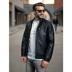 Кожаная куртка MODSENSE пилот, размер 60, черный