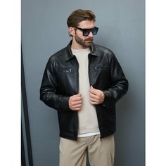 Кожаная куртка MODSENSE пилот, размер 58, черный