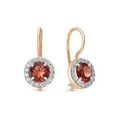 Серьги MAGIC STONES, красное золото, 585 проба, гранат, фианит