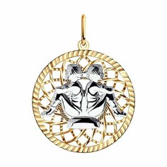 Подвеска Diamant, комбинированное золото, 585 проба, размер 2.7 см.