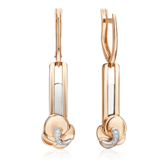 Серьги PLATINA, комбинированное золото, 585 проба, бриллиант