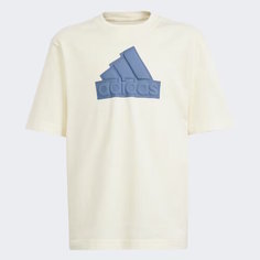 Футболка adidas Future Icons Logo Piqué Tee, размер 164, ivory/preloved ink