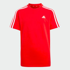 Футболка adidas Essentials 3-Stripes Cotton Tee, размер 128, красный