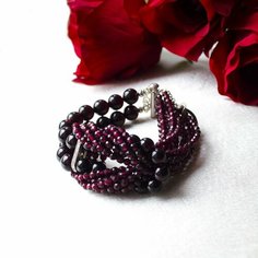 Браслет Mia Diva, гранат, размер 19 см, бордовый