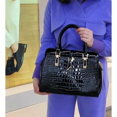 Сумка тоут КожаноFF, фактура гладкая, Черный, глянец