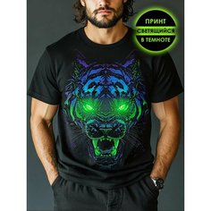 Футболка Romax Tex Тигр, размер 58, черный
