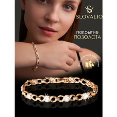 Браслет SLOVALIO, кристалл, фианит, размер 19.5 см, размер one size, желтый