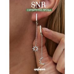 Серьги цепочки, с подвесками SKAZKA Natali Romanovoi, серебро, 925 проба, родирование, размер 60 мм, , белый