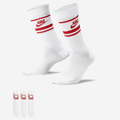Носки NIKE Sportswear, комплект, 3 пары, размер M, белый/красный