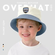 Панама Overhat "Never backdown" для детей, размер 54, бежевый/голубой