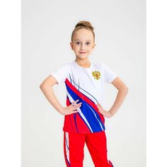 Футболка Sport&K спортивная футболка, размер 34, белый/синий/красный