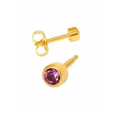 Серьги пусеты Studex, аметист, размер 4 мм, серебристый