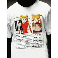 Футболка ALCRAFT SAILOR MOON collection, размер S, черный, белый, коричневый, оранжевый, желтый