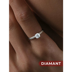 Кольцо помолвочное Diamant, белое золото, 585 проба, рубин, бриллиант синтетический, размер 18, бесцветный