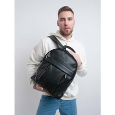 Рюкзак Baron Модный кожаный рюкзак, фактура рельефная, зернистая, матовая, черный
