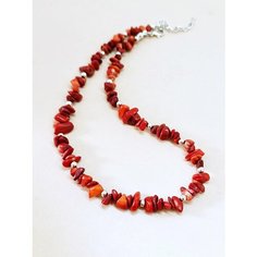 Чокер ENJOY Украшения из камней, коралл, длина 45 см, красный/серебристый