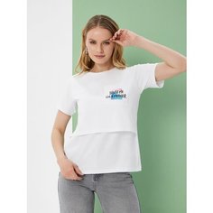 Футболка для кормящих мам Proud Mom, размер S, голубой, розовый, белый