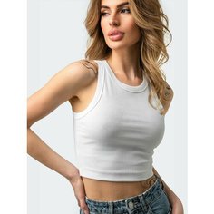 Майка укороченный кроп топ, ткань в рубчик, размер L, белый ivi Home