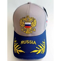 Бейсболка Karoca Россия для взрослых и детей, размер универсальный, серо-синий