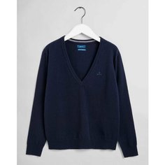 Джемпер GANT SUPERFINE LAMBSWOOL V-NECK, размер XL, , синий