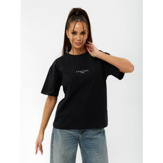 Футболка CRACPOT Футболка оверсайз свободного кроя, размер XS, чepный