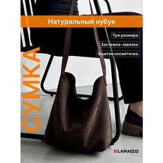 Сумка шоппер LAMACCO, фактура зернистая, темно-коричневый