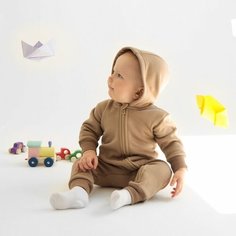 Комбинезон Minaku MINAKU: Basic Line BABY, открытая стопа, размер 80/86, темно-бежевый