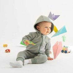 Комбинезон Minaku MINAKU: Basic Line BABY, открытая стопа, размер 74/80, серый