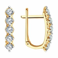 Серьги Diamant, красное золото, 585 проба, фианит, размер 17 мм