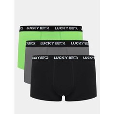 Трусы Lucky Bear, комплект из 3 шт., размер L, зеленый/серый/черный