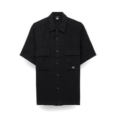 Рубашка C.P. COMPANY linen short sleeved shirt, размер 50, черный