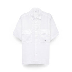 Рубашка C.P. COMPANY linen short sleeved shirt, размер 52, белый