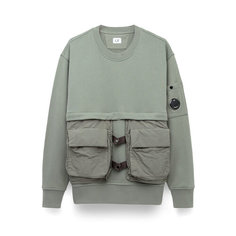 Толстовка C.P. COMPANY diagonal raised fleece mixed detachable sweatshirt, размер 48, , зеленый